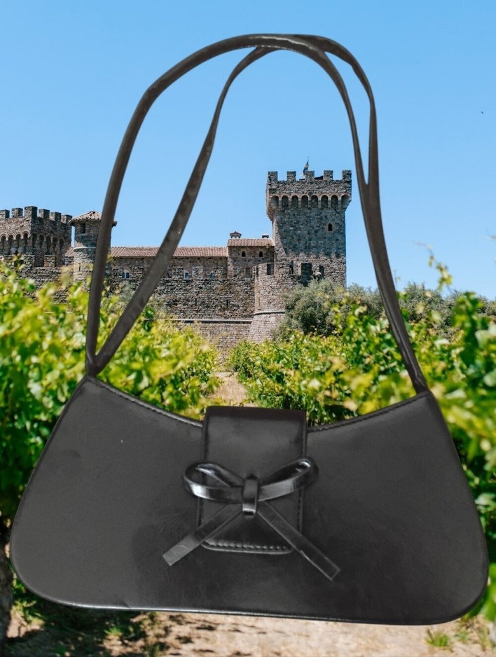 Classic Black Bow Shoulder Bag - Women's Fashion Handbag
